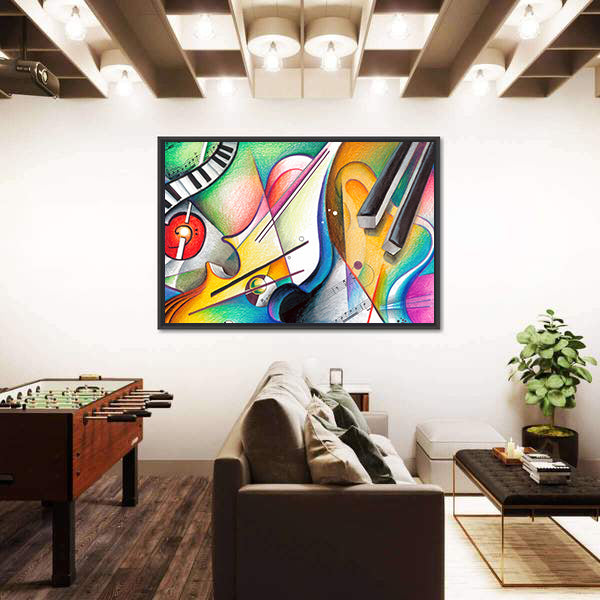 Hand-drawn Musical Abstraction Canvas Wall Art