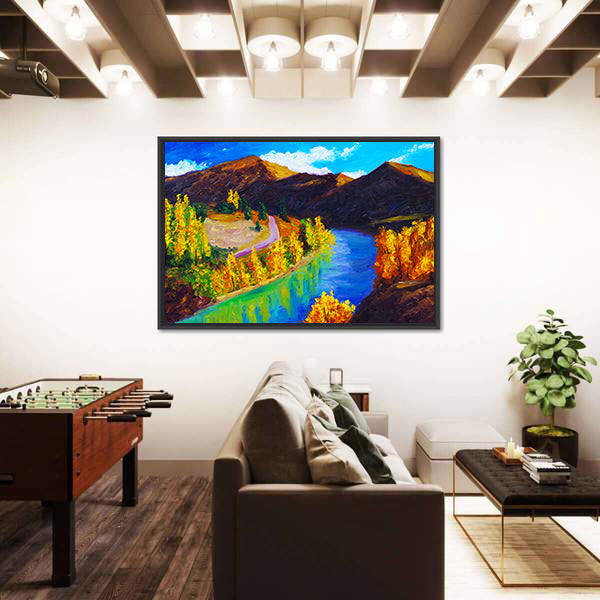 Autumn River Oil Painting Canvas Wall Art