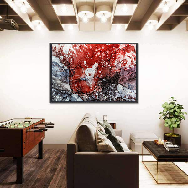 Textured Red Fluid Abstract Canvas Wall Art