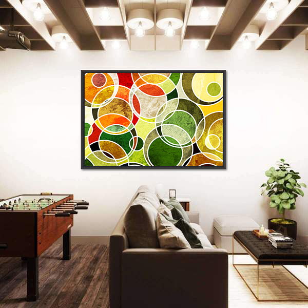 Abstract Overlapping Geometric Circles Canvas Wall Art