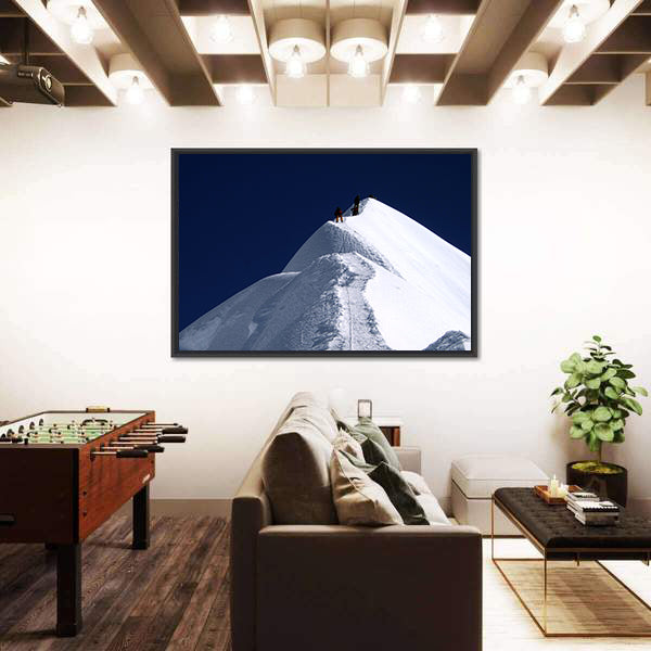 Climbers on Nepal Mountain Peak Canvas Wall Art