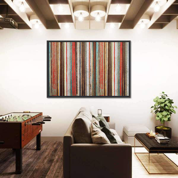 Vintage Shabby Striped Wallpaper Canvas Wall Art