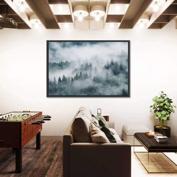 Foggy Forest In The Mountains Canvas Wall Art