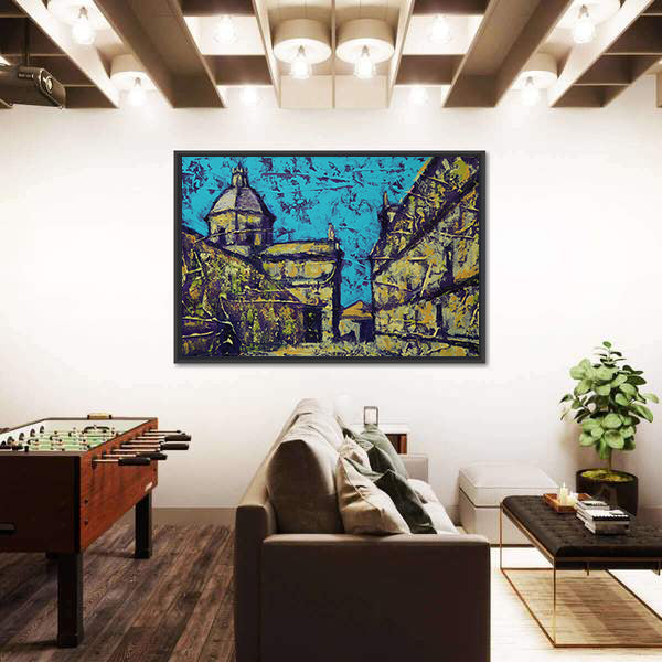 Church in Salamanca Street Scene Canvas Wall Art