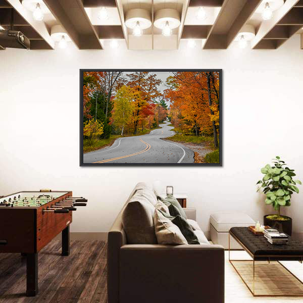 Winding Road In Wisconsin Canvas Wall Art