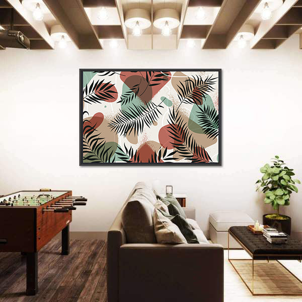 Tropical Palm and Fern Leaves Print Canvas Wall Art