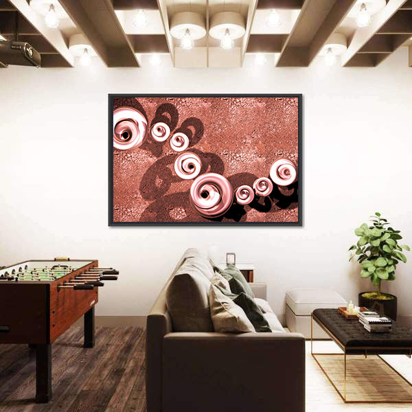 Terracotta Swirls with Glossy Spirals and Cracked Terrain Canvas Wall Art