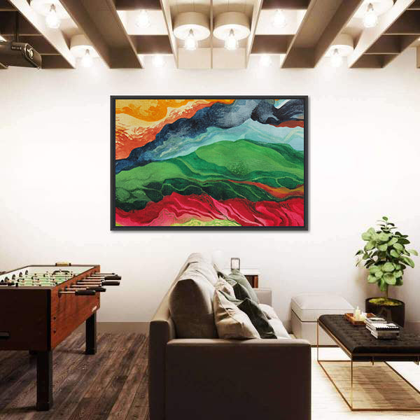 Vintage African Fabric Abstract Landscape Canvas Wall Art
