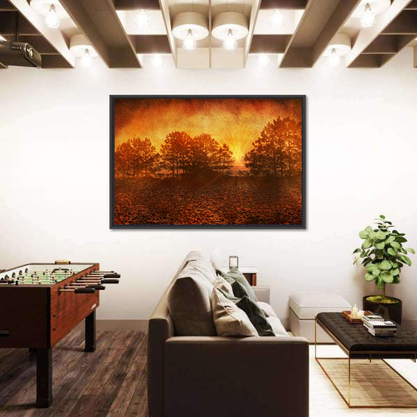 Rusty Golden Textured Autumn Field Canvas Wall Art