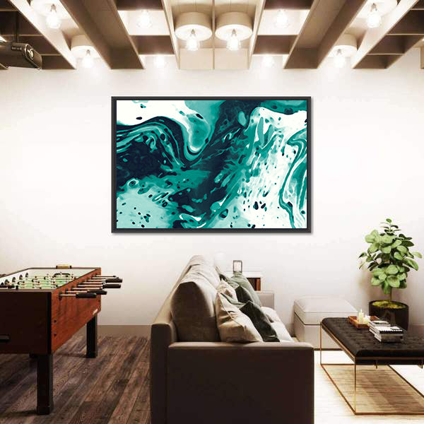 Turquoise Fluid Marbling Canvas Wall Art