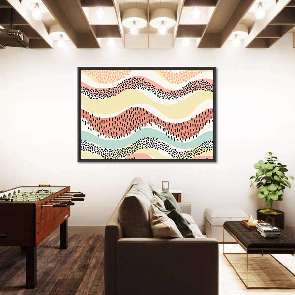 Layered Wavy Bands with Seed Dots Canvas Wall Art