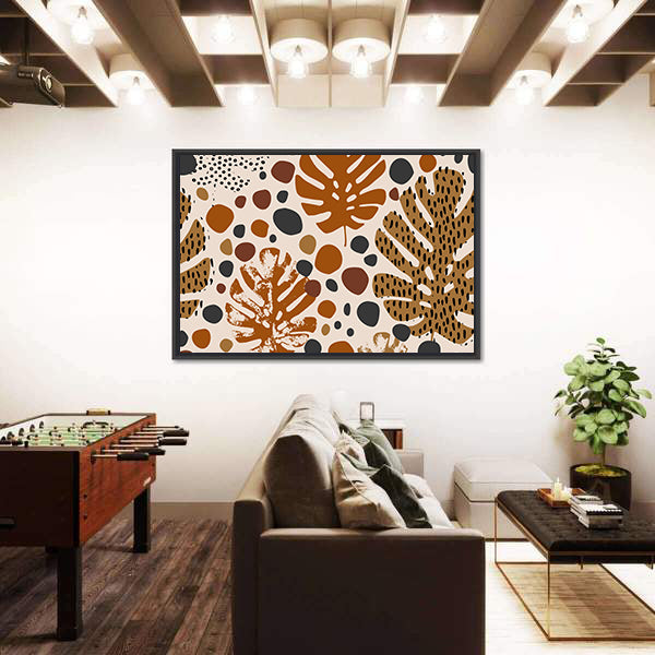 Tropical Monstera Leaf Pattern Canvas Wall Art