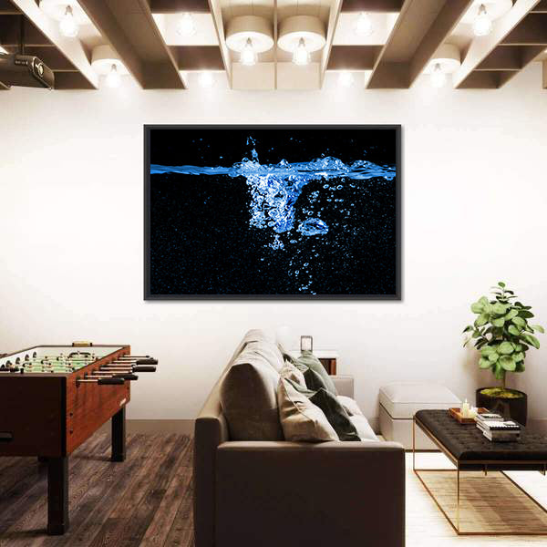 Dark Water Splash with Bubbles Canvas Wall Art