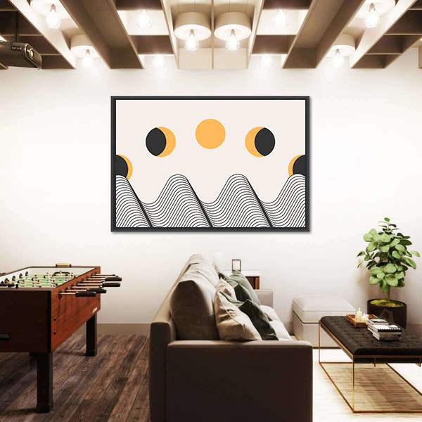 Minimalist Moon Cycle Canvas Wall Art