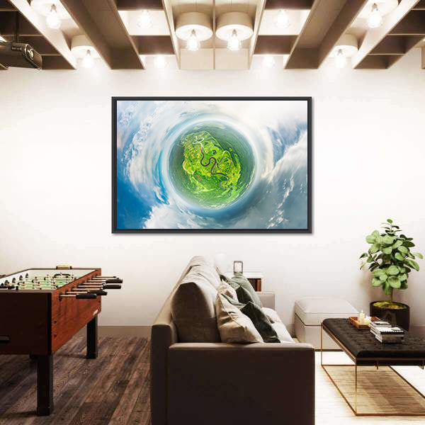 Small Planet Concept From Space Canvas Wall Art