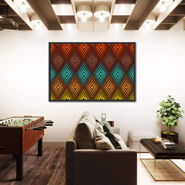 Dotted Diamond Geometric Pattern Canvas Wall Art