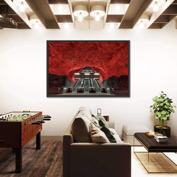 Stockholm Metro Station Interior Canvas Wall Art