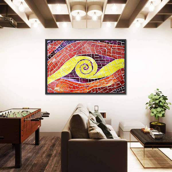 Colorful Mosaic with Yellow Spiral Canvas Wall Art