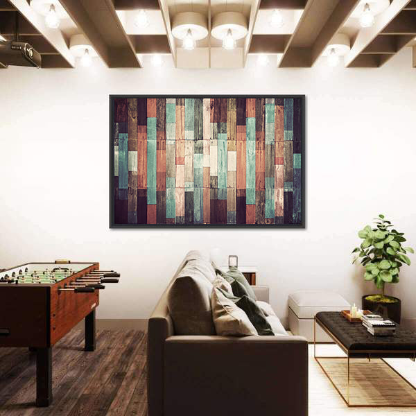 Distressed Reclaimed Wood Plank Pattern Canvas Wall Art