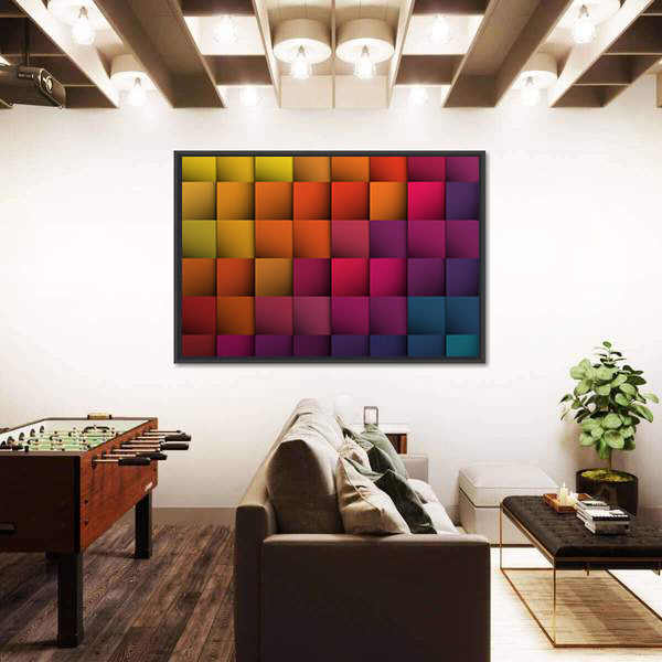 Colorful 3d Cube Grid Canvas Wall Art