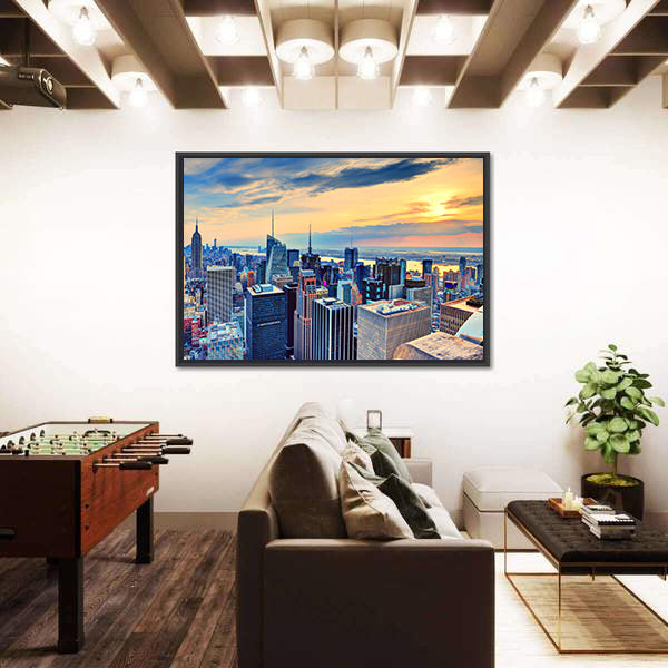 New York City Skyline at Dusk Canvas Wall Art