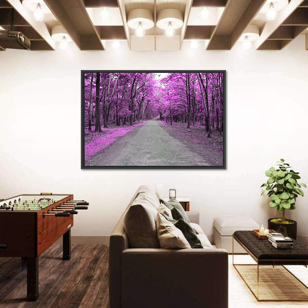 Forest Road In Autumn Canvas Wall Art