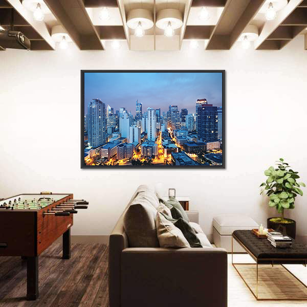 Manila Skyline at Twilight Canvas Wall Art