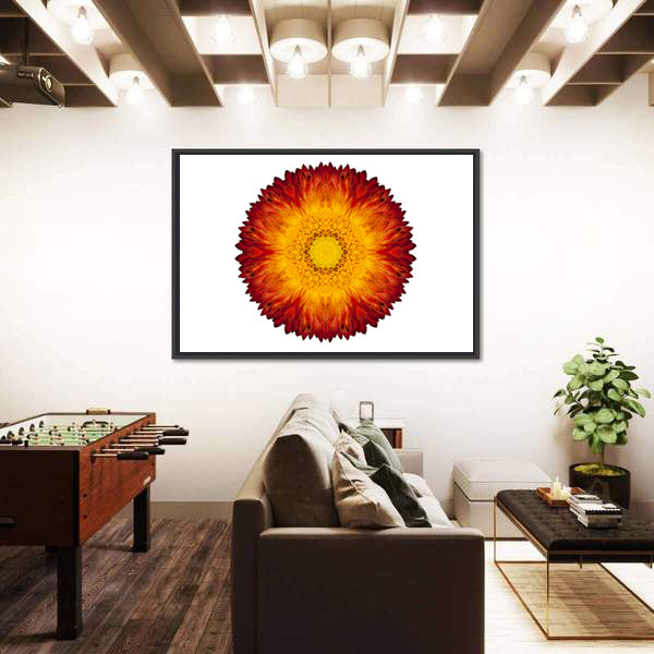 Kaleidoscopic Strawflower Mandala Canvas Wall Art