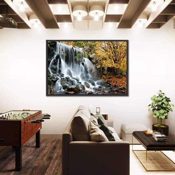 Autumn Waterfall in Sonsbeek Park Arnhem Canvas Wall Art