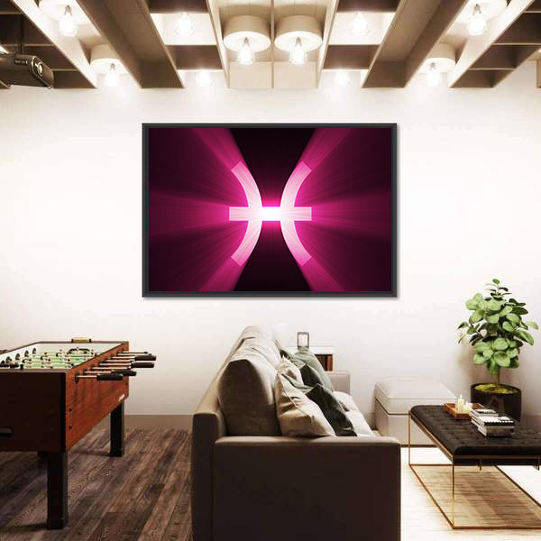 Glowing Pisces Zodiac Symbol Canvas Wall Art