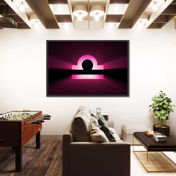 Glowing Magenta Libra Zodiac Symbol Canvas Wall Art