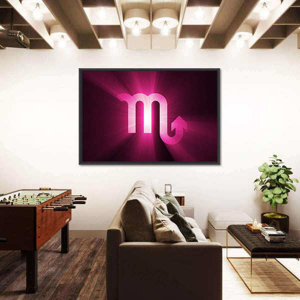 Glowing Scorpio Zodiac Glyph Canvas Wall Art