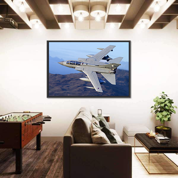 Tornado Gr4 Fighter Jet Over Mountains Canvas Wall Art