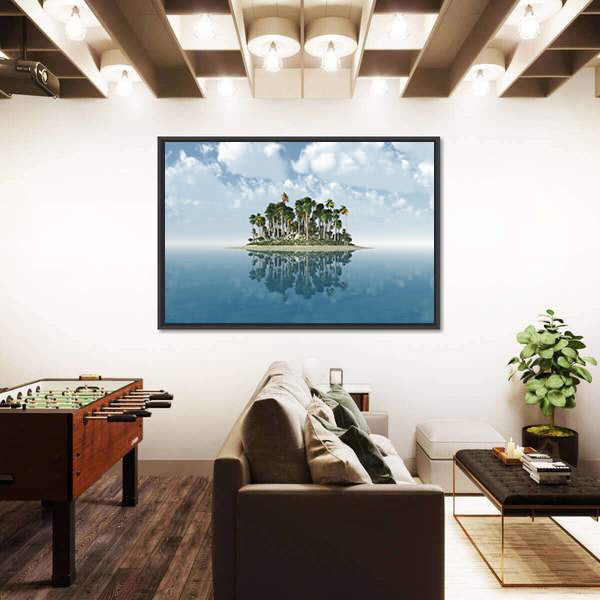 Tropical Island with Mirror Reflection Canvas Wall Art