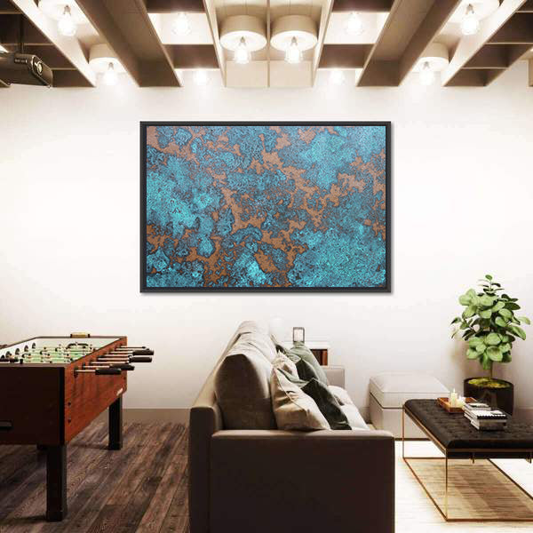 Aqua Rust Abstract Canvas Wall Art