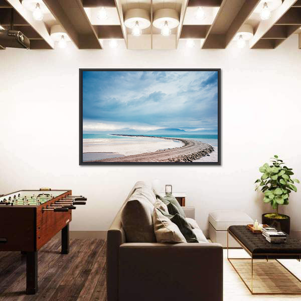 Dead Sea Coastline with Jordan Mountains Canvas Wall Art
