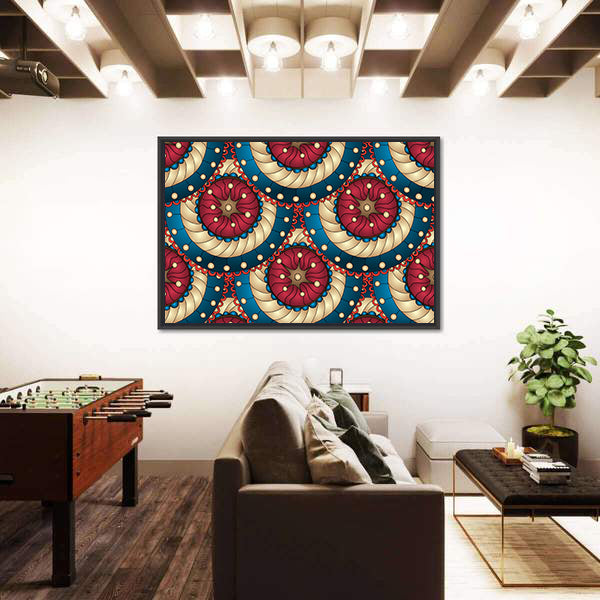 Blue and Gold Mandala Medallions Canvas Wall Art