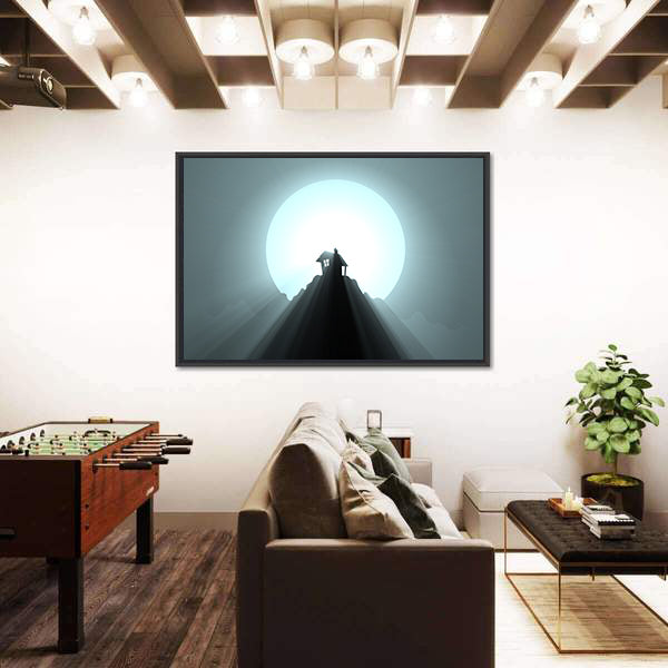 Halloween House Under Giant Moon Canvas Wall Art