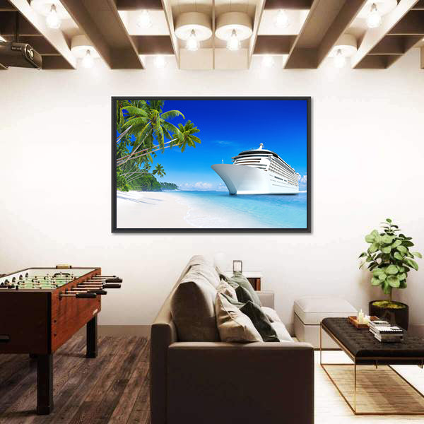 Summertime Cruise Ship by Tropical Beach Canvas Wall Art