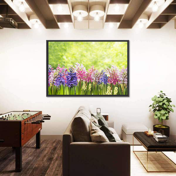 Blooming Spring Hyacinths Flowers Plant In Garden Canvas Wall Art