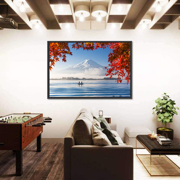 Fuji Mountain Lake In Autumn Canvas Wall Art