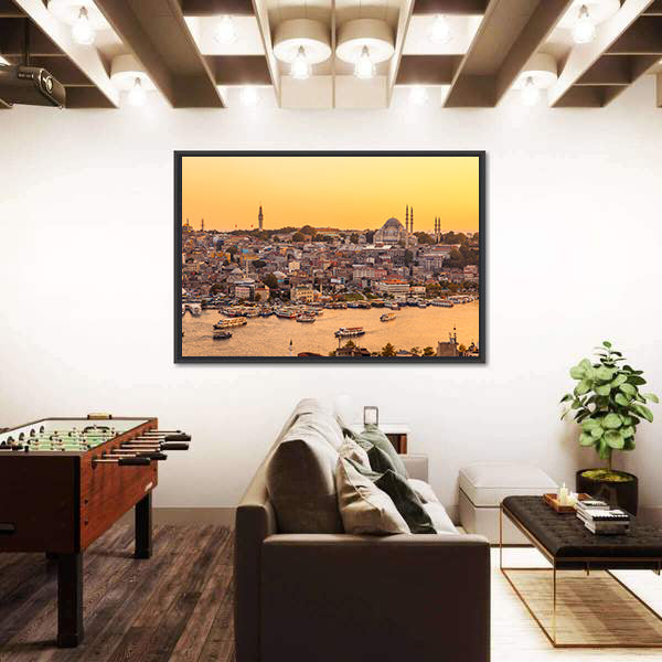 View On Golden Horn Bay From Galata Tower Canvas Wall Art