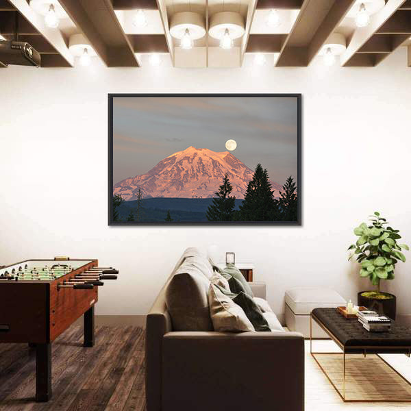 Supermoon Over Mount Rainier Canvas Wall Art