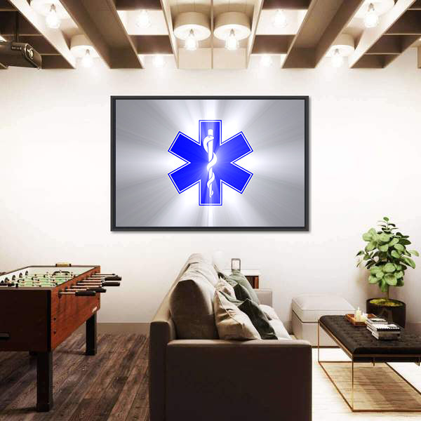 Star of Life with Rod of Asclepius Canvas Wall Art