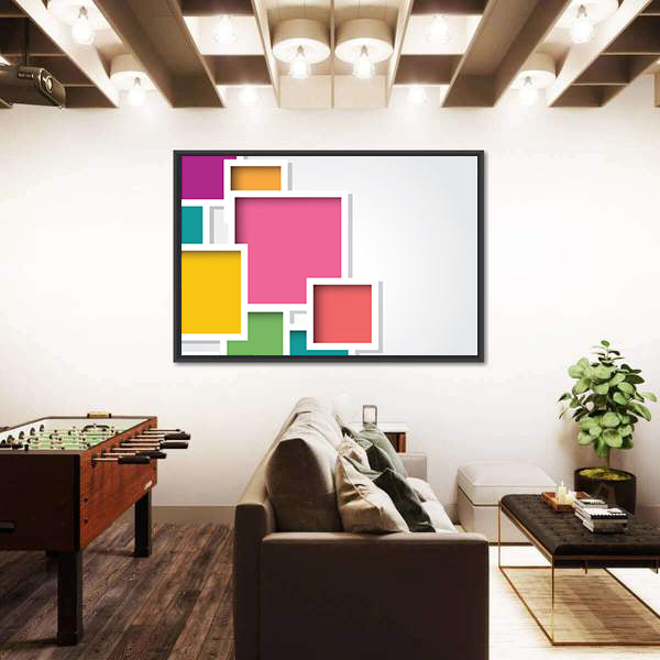 3d Layered Geometric Squares Canvas Wall Art