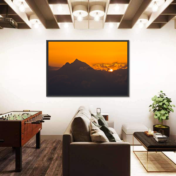 Sunrise At Holy Mountain Athos In Chalkidiki Greece Canvas Wall Art