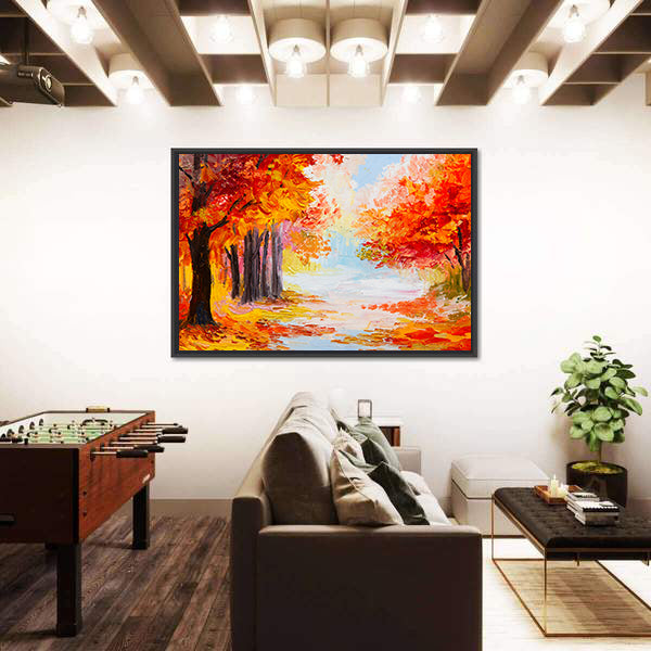 Colorful Autumn Forest Abstract Canvas Wall Art
