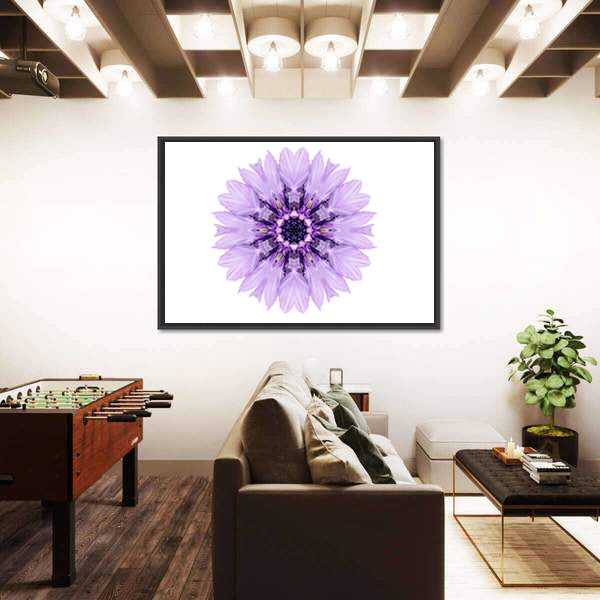 Purple Cornflower Mandala Canvas Wall Art