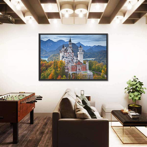 Neuschwanstein Castle with Turquoise Lake Canvas Wall Art