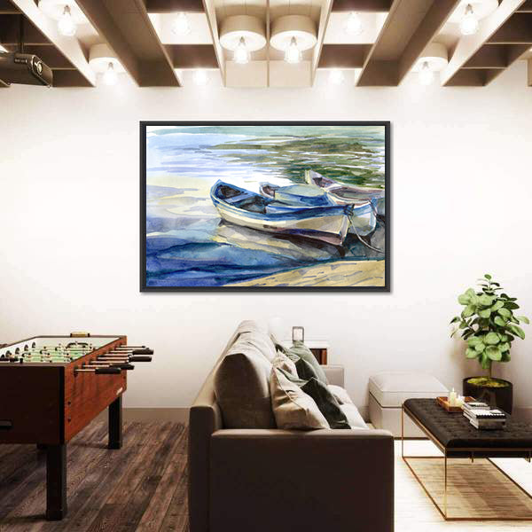 Seascape with Three Boats Canvas Wall Art